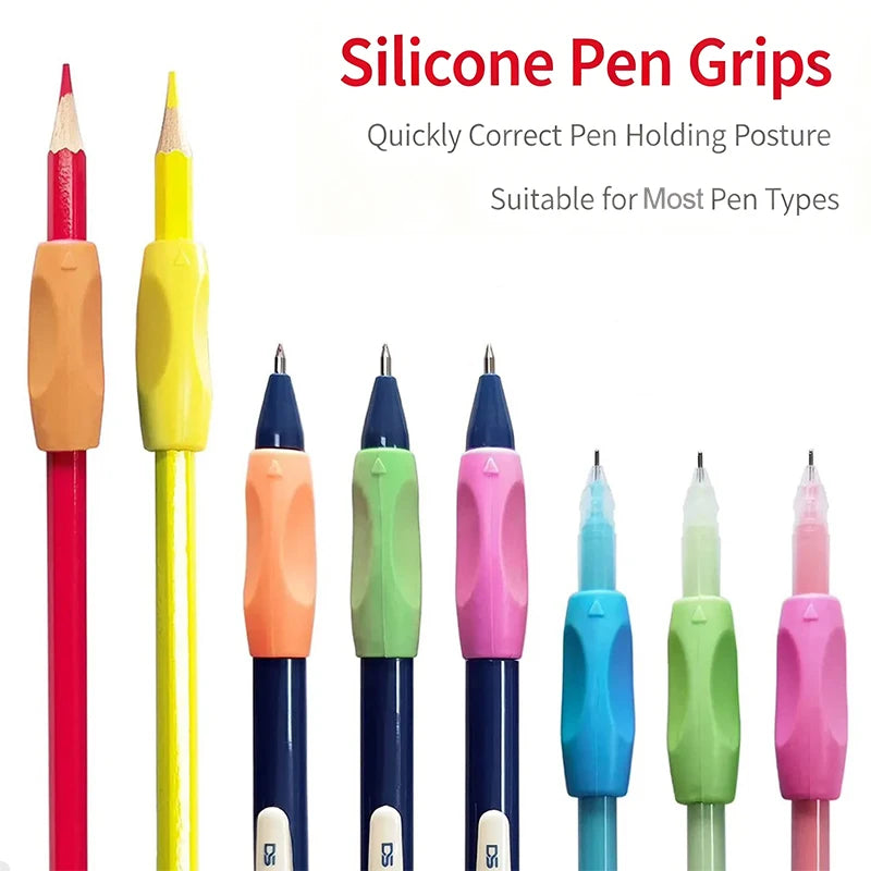 Silicone Pencil Grips, 5/10pcs Posture Correction Pen Holders For Kids & Students,Adjustable Holder,Random Colors Qme