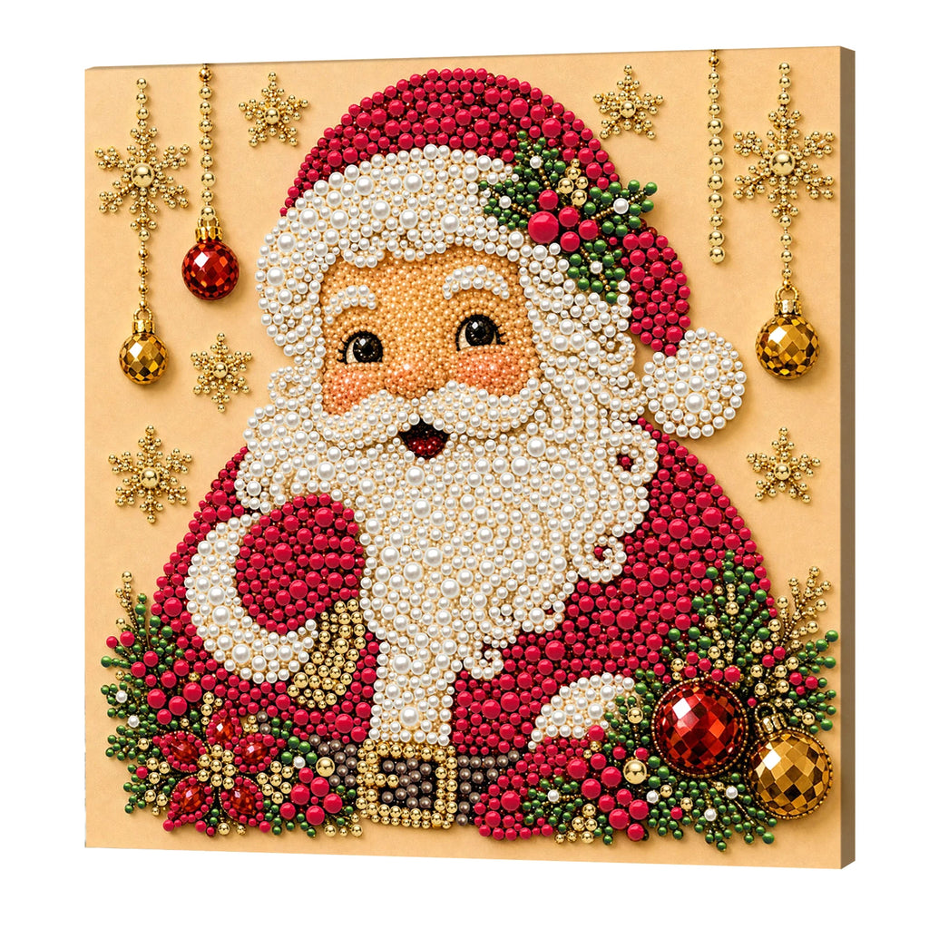 DIY Pearl Painting Kit with Frame 7.87x7.87in Pearl Dot Painting Pearl Art Painting for Adults Beginners Home Wall Decor Qme Happy Santa Claus
