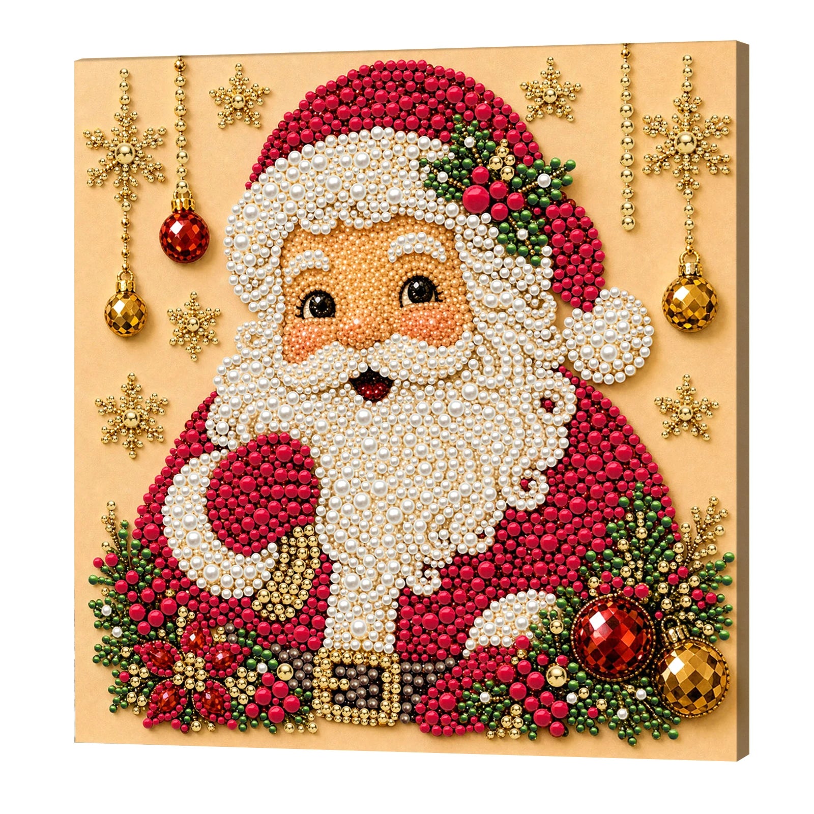 DIY Pearl Painting Kit with Frame 7.87x7.87in Pearl Dot Painting Pearl Art Painting for Adults Beginners Home Wall Decor Qme Happy Santa Claus