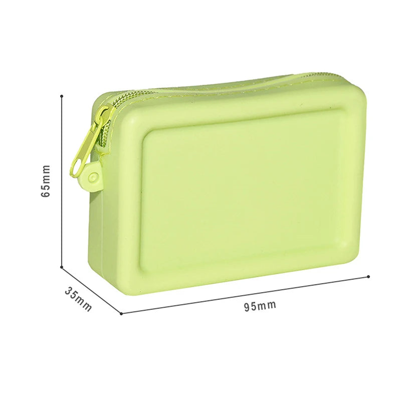 Silicone Organizer Cosmetic Bag Waterproof Smooth Zipper Earphone Holder Color Wallet Coin Purse Portable Pouch Qme S Green
