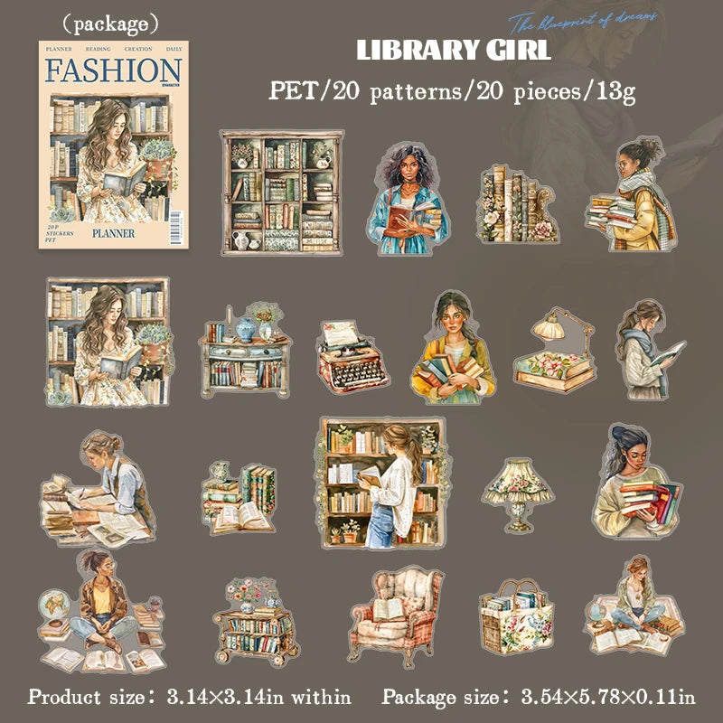 20pcs/lot Planner's day-to-day Stickers Girl Scene Stickers DIY Junk Journal Paper stickers Planner Decor Scrapbook sticker Qme F