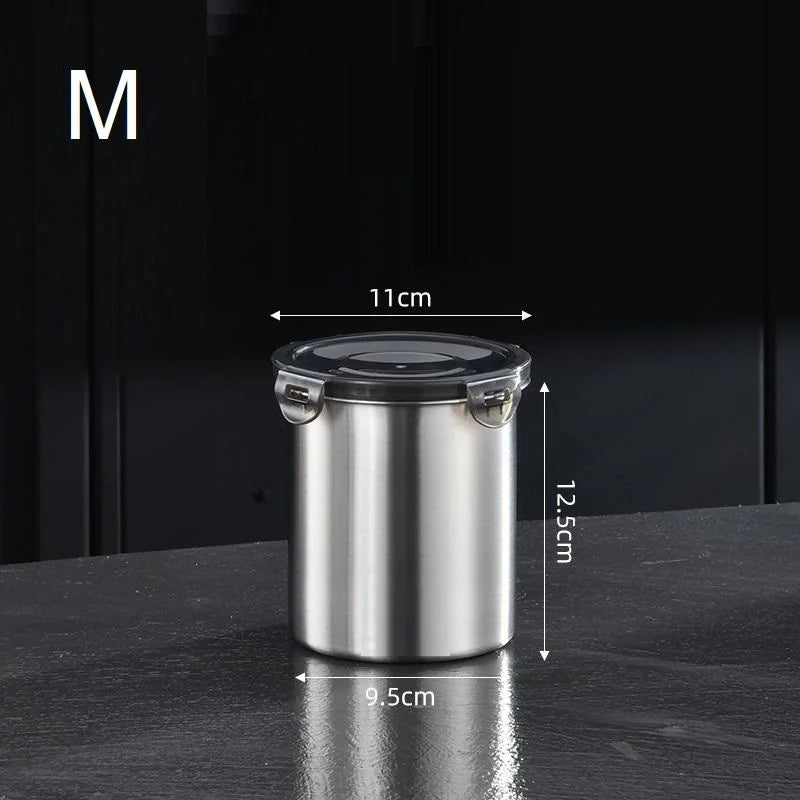 Storage Jars 500/900/1400ml Stainless Steel Sealed Container Jar Kitchen Barrel Organizer For Fresh Grain Vegetable Coffee Qme M