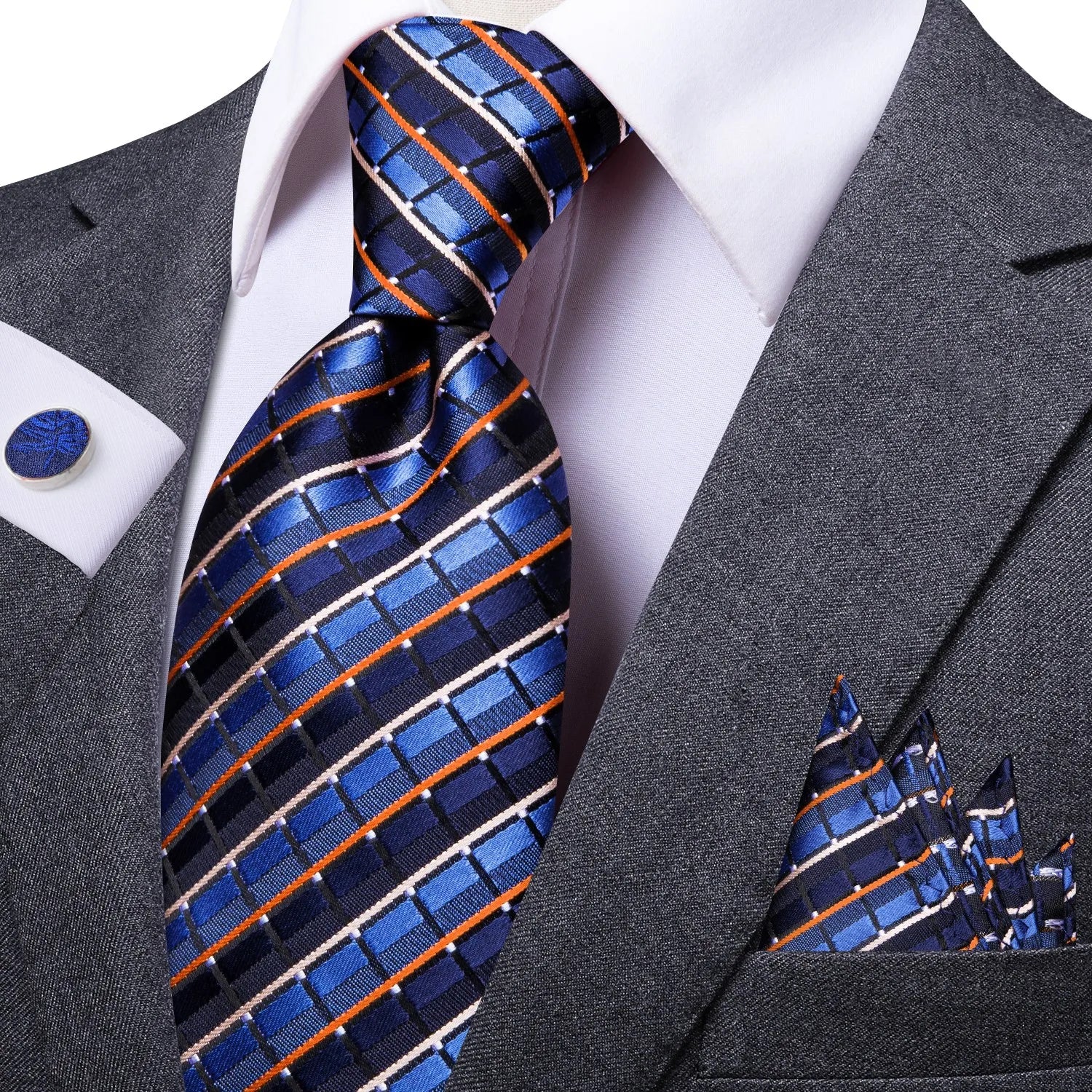 Men's Tie Pocket Square Colorful Striped Business Collection Formal Qme DPT-LDSN0024