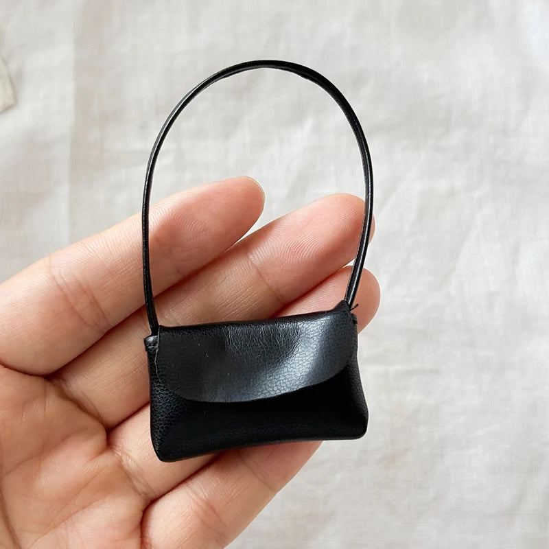 15- Doll Handbag Lady Leather Bag PU Purse Accessories Dollhouse Qme Black