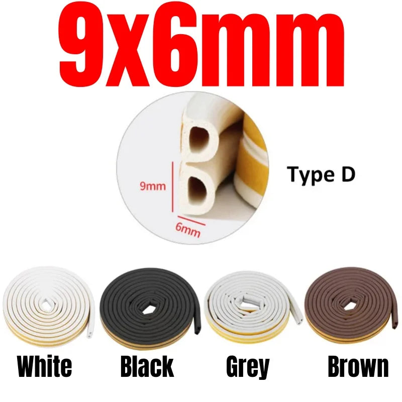 20-2m D-type Door Sealing Strip Acoustic Foam Windproo Warm Window Sealing Strip Door Bottom Gap Filling Sound Insulation Strip Qme
