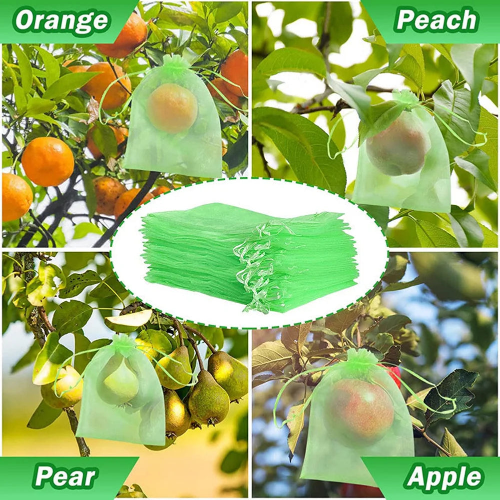50Pcs Plant Fruit Grape Protection Netting Bags With Drawstring For Trees Garden Cover Mesh Bags To Protect Plants From Birds Qme