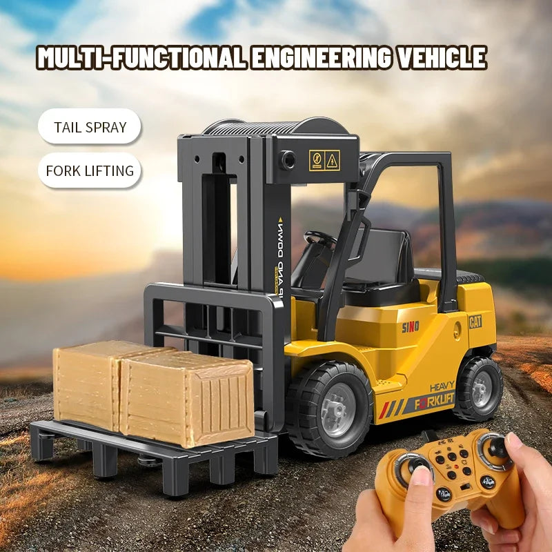 RC Trucks Forklift 2.4G Children Toys Remote Control Cars Toys for Boys Cranes Liftable Stunt Car Electric Vehicle for Kids Gift Qme