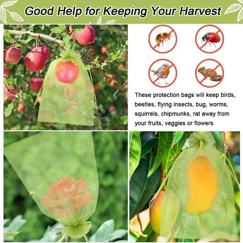20 Reusable Fruit Proof Drawstring Bags Plants Protection Mesh Pest Qme