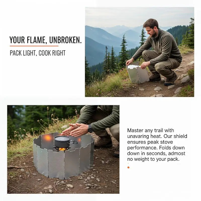 9 Plates Foldable Gas Cookers Wind Deflectors Outdoor Stove Shield Qme Default Title