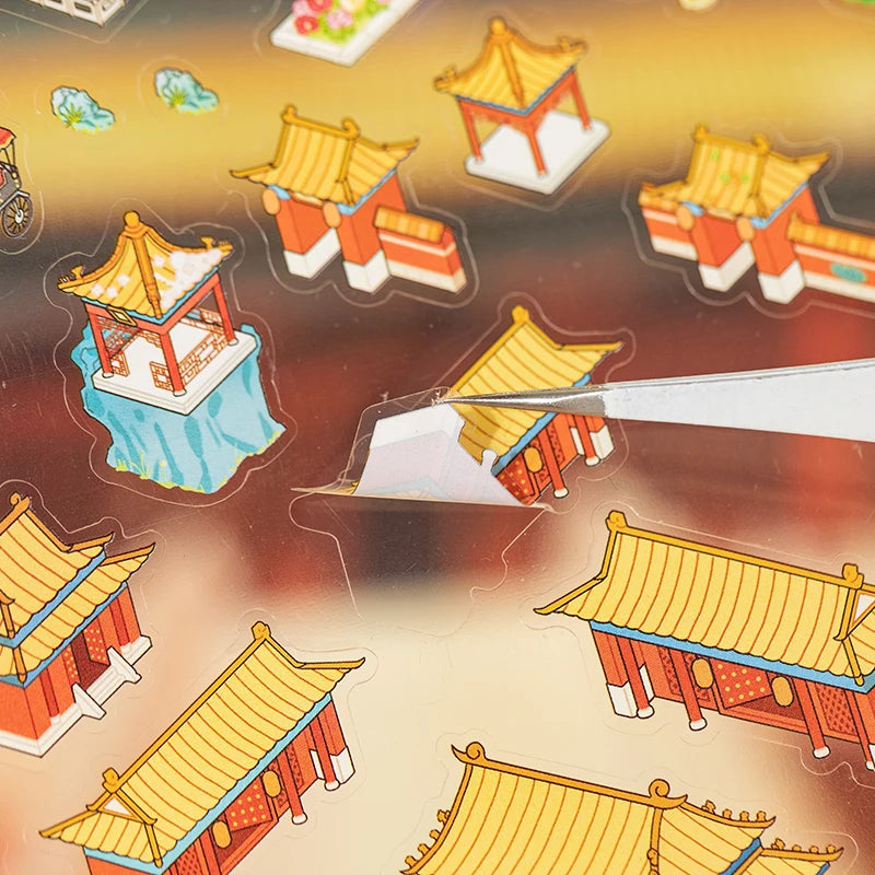 2.6D Scene Miniature Visual Stacking Stickers DIY Cabin Scene Stacking and Pasting Scrapbooking Material Student Stress Kit Qme