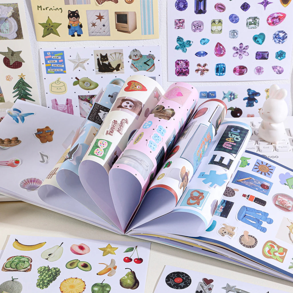 50 Sheets PET Die cut Stickers book Cute Cartoon Decorative handmade Scrapbooking Stickers Diary Japanese Stationery Supplies Qme