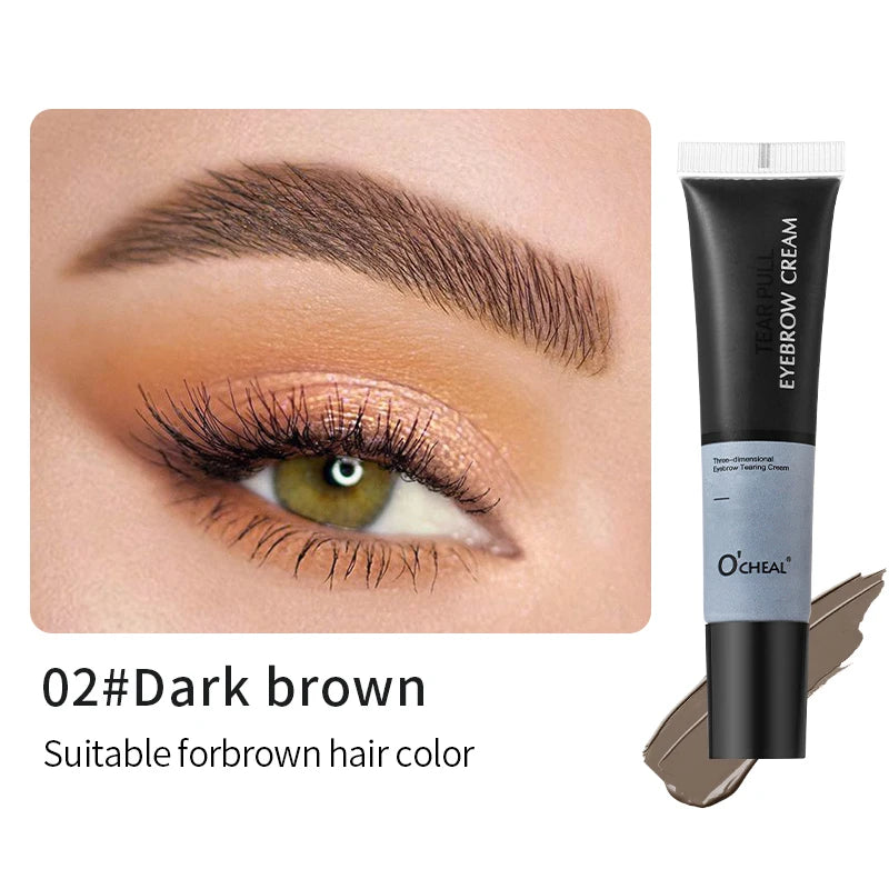 3D Tear Off Dye Eyebrow Cream Waterproof Lightweight Smooth Natural Qme 02 Dark brown