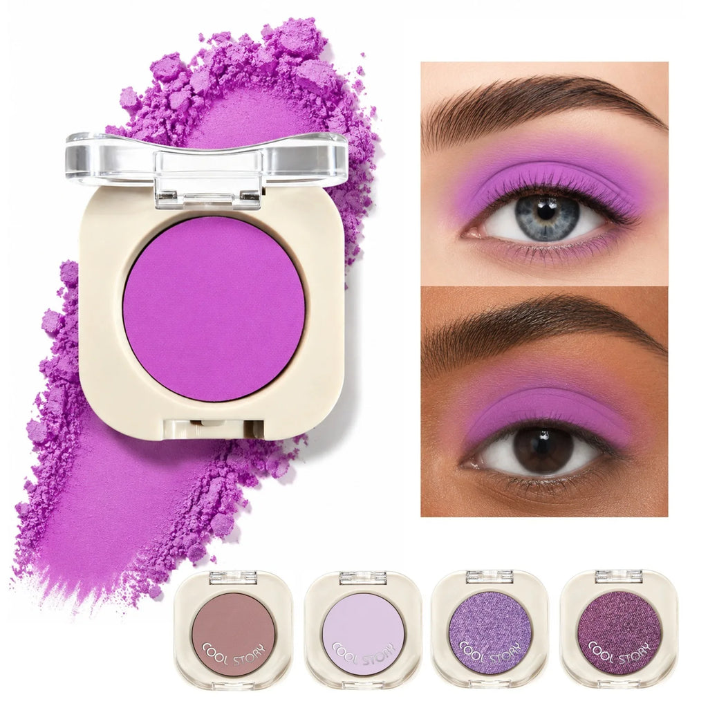Purple Single Eyeshadow Matte Shimmer Metallic Waterproof LongLasting Highly Pigmented Velvet Smooth Blendable Eye Shadow Makeup Qme