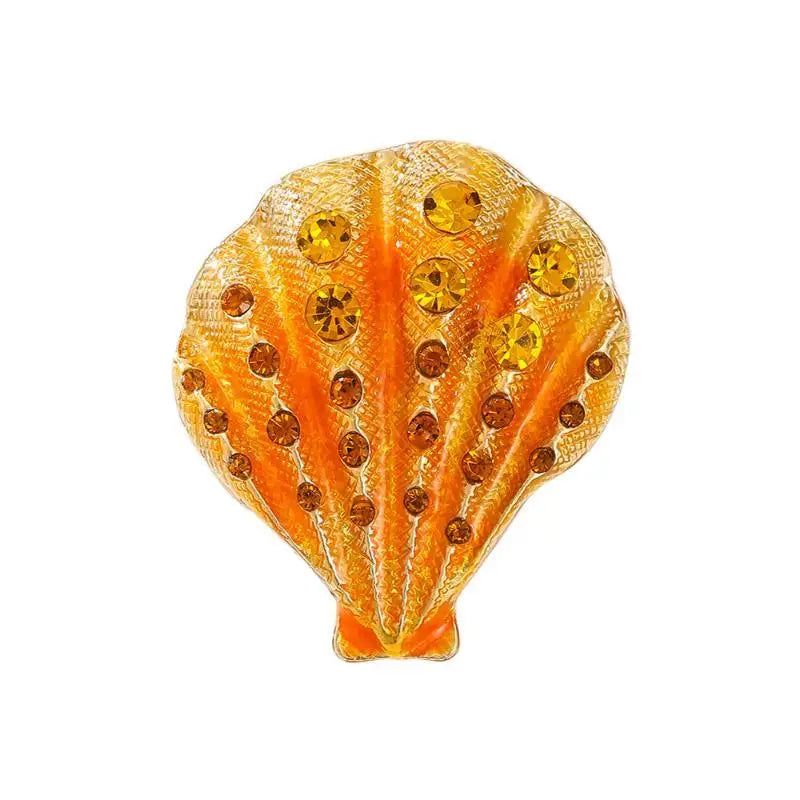 Rhinestone Shell Brooches For Women Unisex Enamel Ocean Pins Friend Event Party New Gifts Jewelry Decoration Accessories Qme A