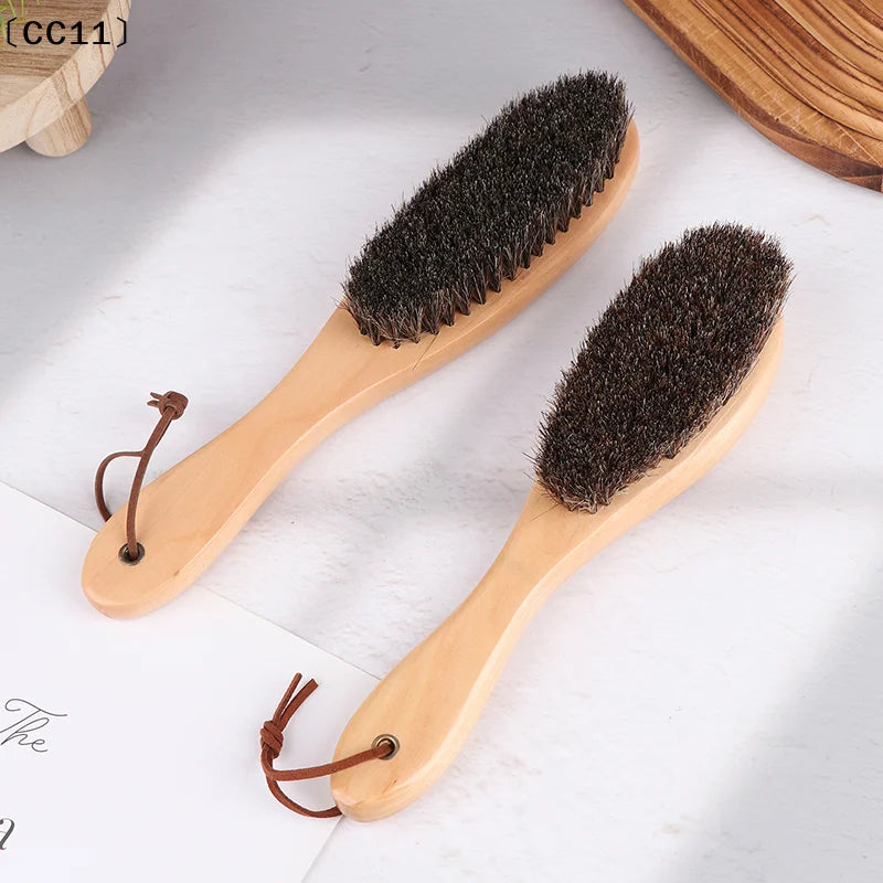 Horse Hair Brush Wooden Handle Shoe Polish Soft Horsehair Laundry Qme