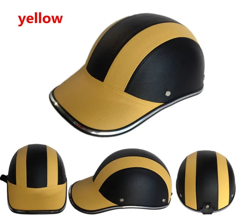 ESCAM Safety Helmet Motorcycle Helmet Half Helmet Summer Electric Car Men Women Personality Baseball Helmet Protection Qme Yellow