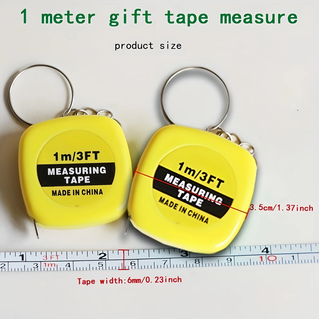 2 retractable tape measures with keychain, 1m/3ft - mini portable, easy to carry in pocket, easy to read - suitable for daily us Qme