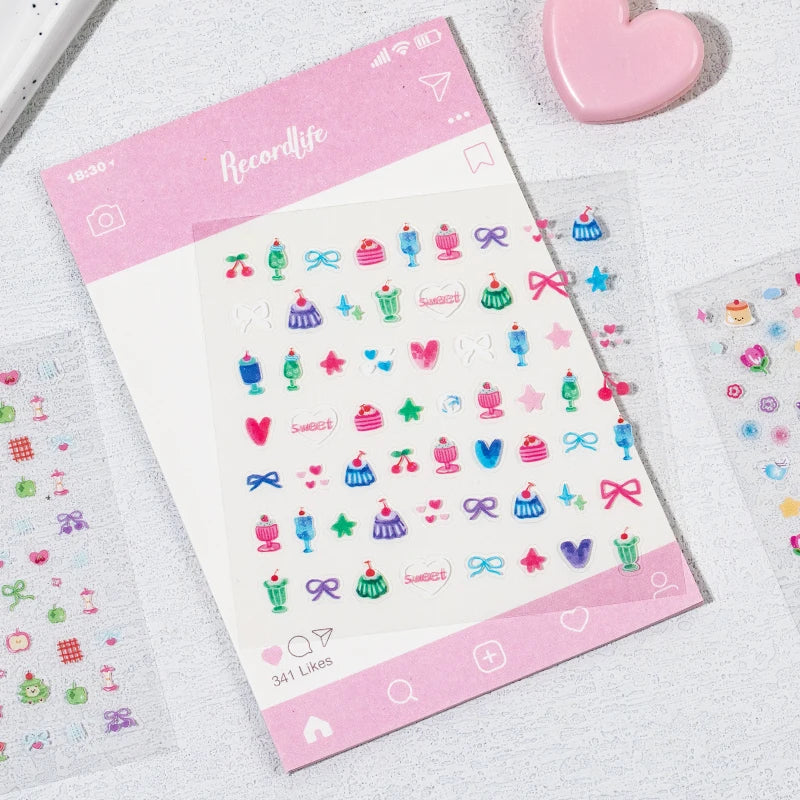 Kawaii Cartoon Handbook Sticker Book Student Collage DIY Diary Decorative Scrapbooking Journals Stationery Back School Supplies Qme