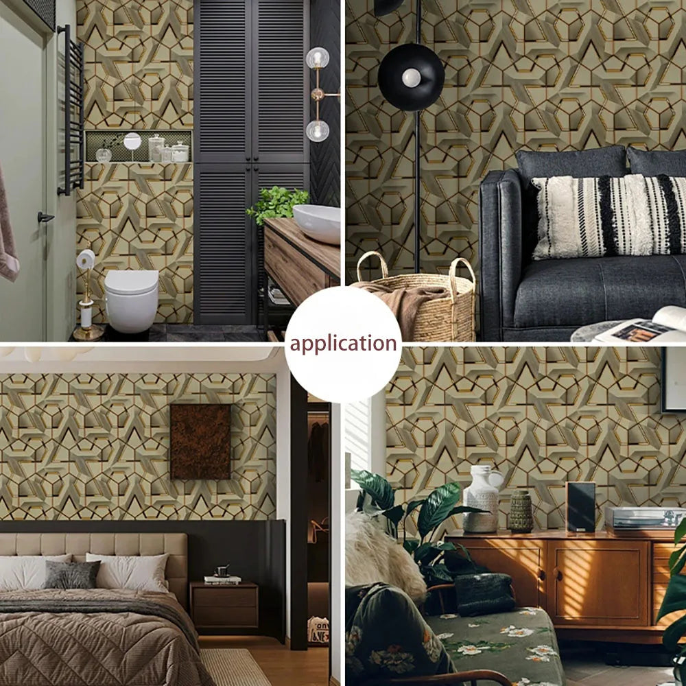 45cm Geometric Self-Adhesive Wallpaper Decoration Waterproof and Stain Resistant Ins Style Bedroom E-Sports Room Wallpaper Qme