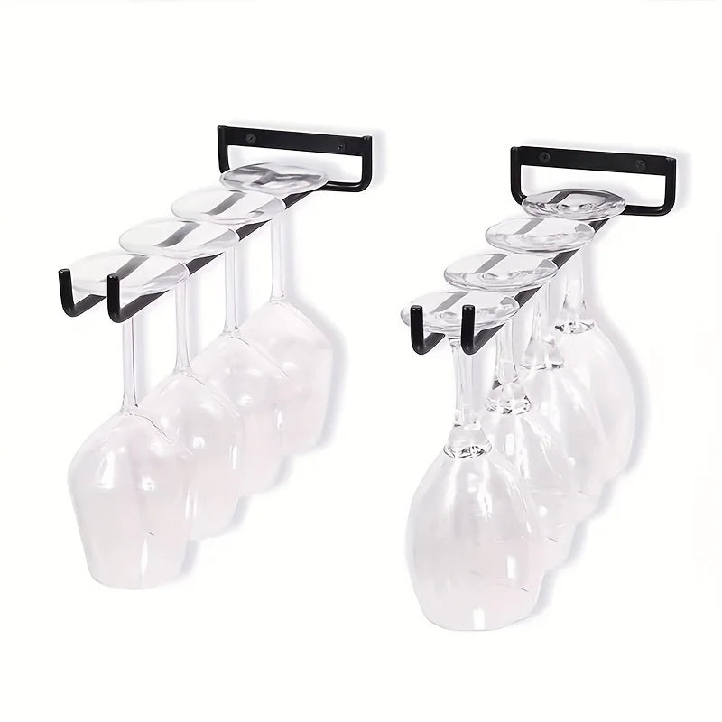 4 Red Wine Cup Holders Hanging Upside Down Footed Storage Rack Qme