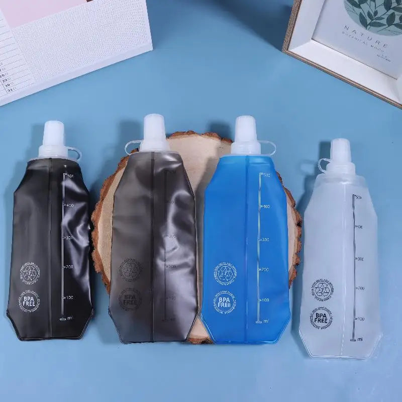 Folding Water Bottle TPU Collapsible Soft Flask Outdoor Sport Hiking Qme
