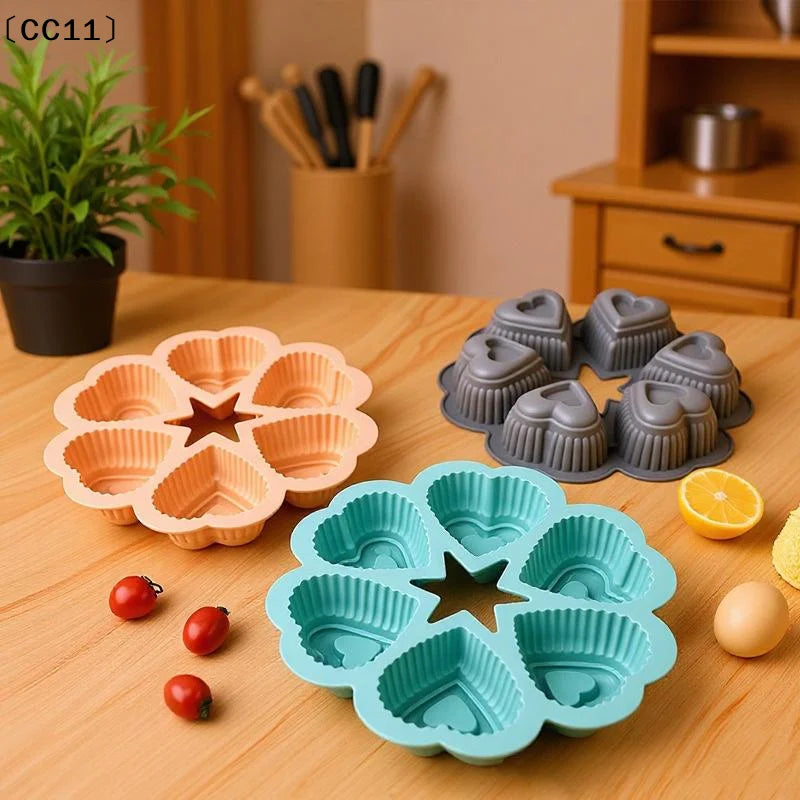 Silicone Heart-shaped Cake Mold Food-grade Non-stick Baking Tray DIY Qme