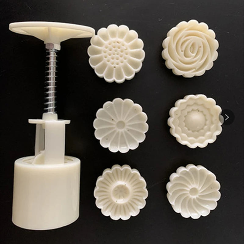 Mooncake Mold Set Pattern Seal, Suitable For Mid-Autumn Cakes, Diy Cookies, Flower Dessert Making Tools Baking Tool Home、 Qme