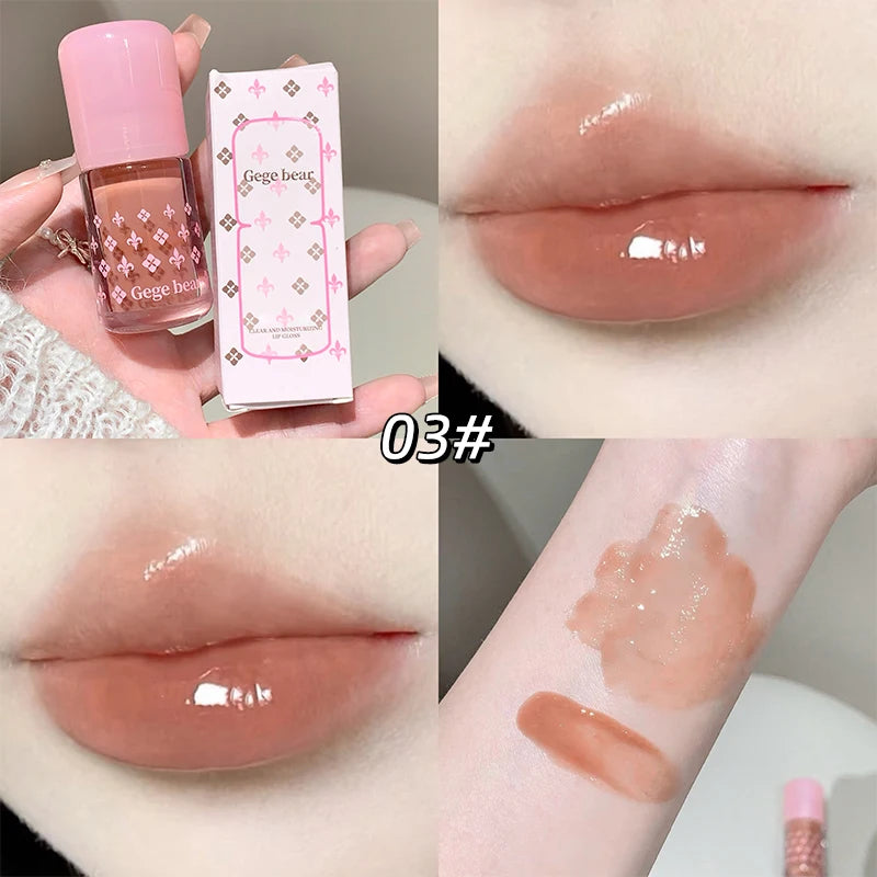 Gege Bear Pure Lip Gloss Moisturizing Watery Mirror Clear Lipstick Qme GX1336-3