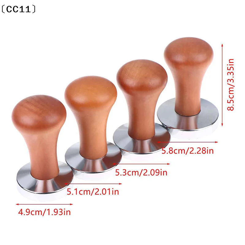 49 51 53 Wood Coffee Tamper Internal Spring Balanced Force Hammer Qme