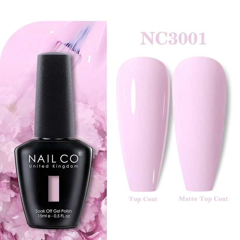 NAILCO Rubber Base Gel Polish Milky Pink Jelly White Beige 6Colors