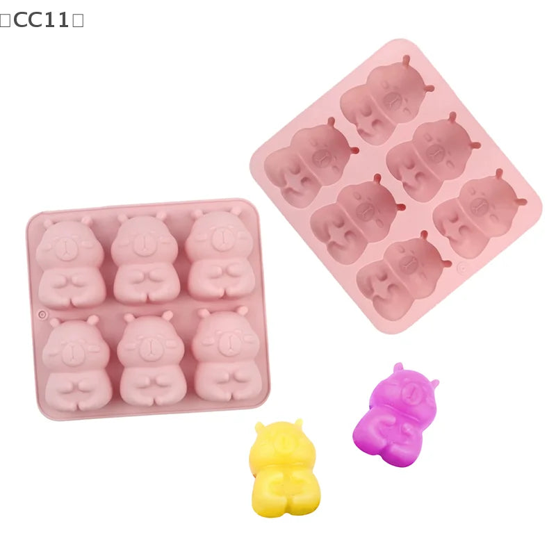 CC11 Kapibara Ice Tray Silicone Mold DIY Chocolate Biscuit Baking Qme