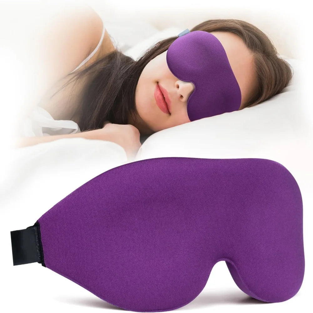 3D Sleeping Mask Block Out Light Sleep Mask For Eye Soft Sleeping Aid Eye Mask for Travel Eyeshade Night Breathable Slaapmasker Qme PURPLE