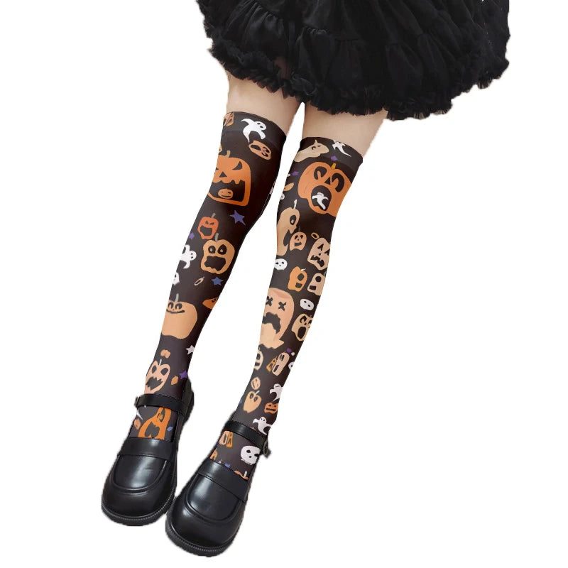 Cartoon Anime Striped Halloween Cat Claw Stockings Trendy Women's Qme style4 One Size