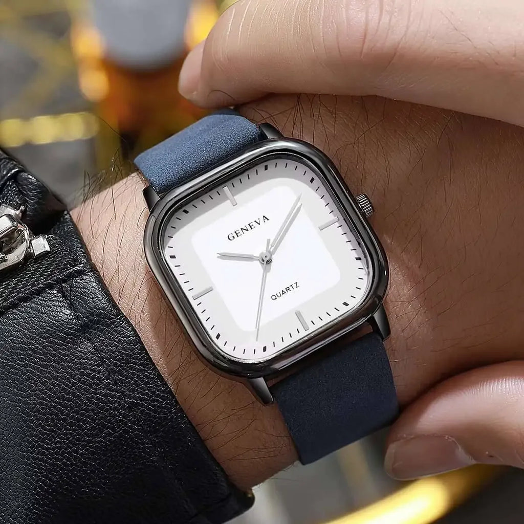 Watch Fashion, Simplicity, Trendy, High Aesthetics Exam, Square Silent Quartz Watch for Middle School Students Qme