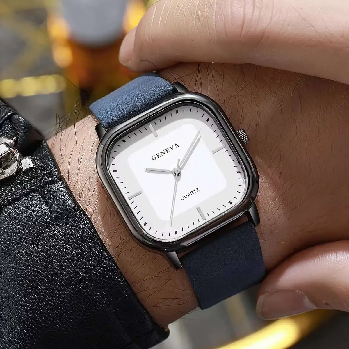 Watch Fashion, Simplicity, Trendy, High Aesthetics Exam, Square Silent Quartz Watch for Middle School Students Qme