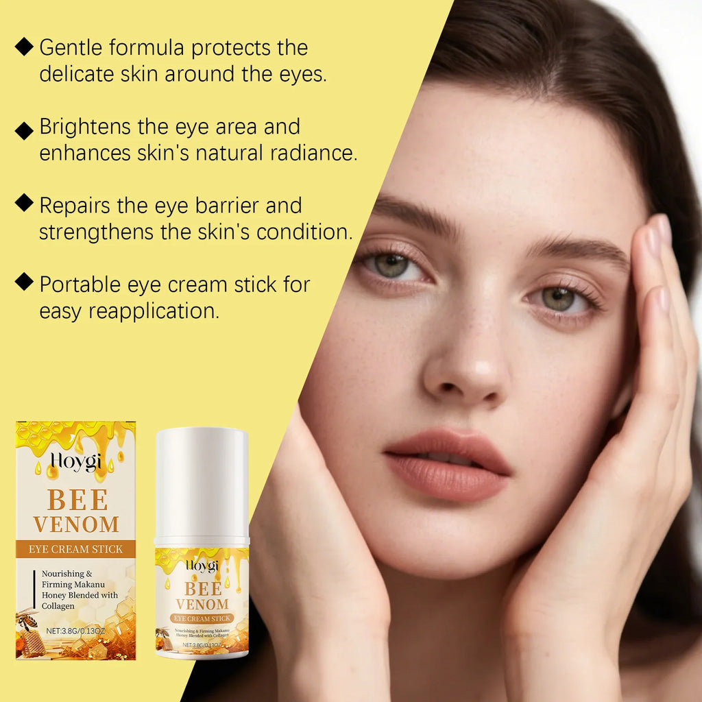 Bee Venom Firming Eye Cream Stick Dark Circles Remove Eye Bags for Under Eye Honey Lifting Brightening Anti-Puffiness Eye Care Qme