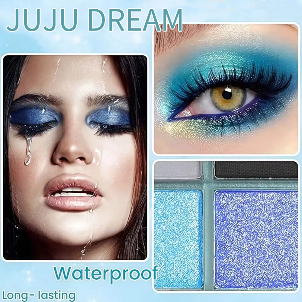 9-Color Blue Eyeshadow Palette Matte Pearlescent Shimmer Shades Qme
