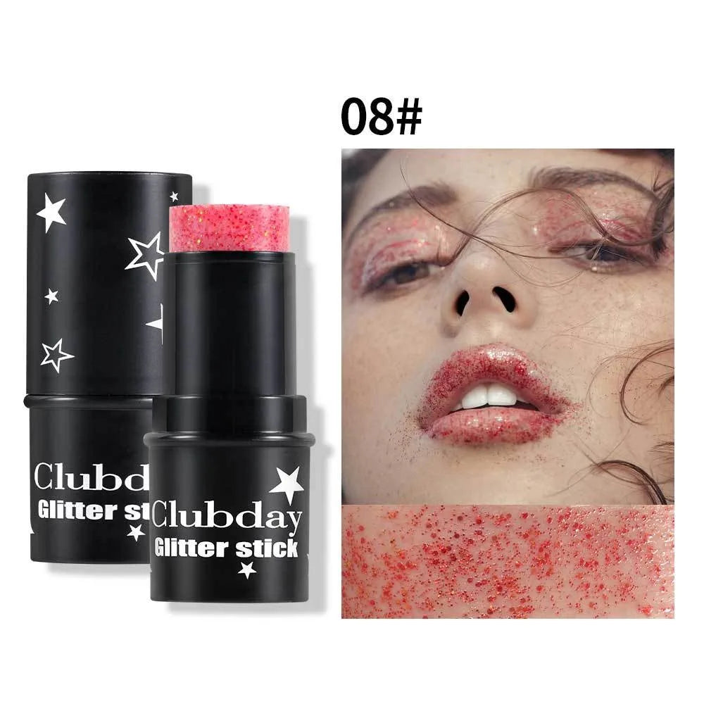 Purple Glitter Sequin Stick Multifunctional Face Lip Hair Body Sequins Eyeshadow Gel Music Festival Stage Makeup Decoration Tool Qme 08