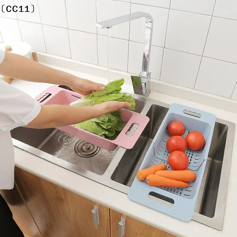 Retractable Kitchen Vegetable Fruit Washing Rack Extendable Qme
