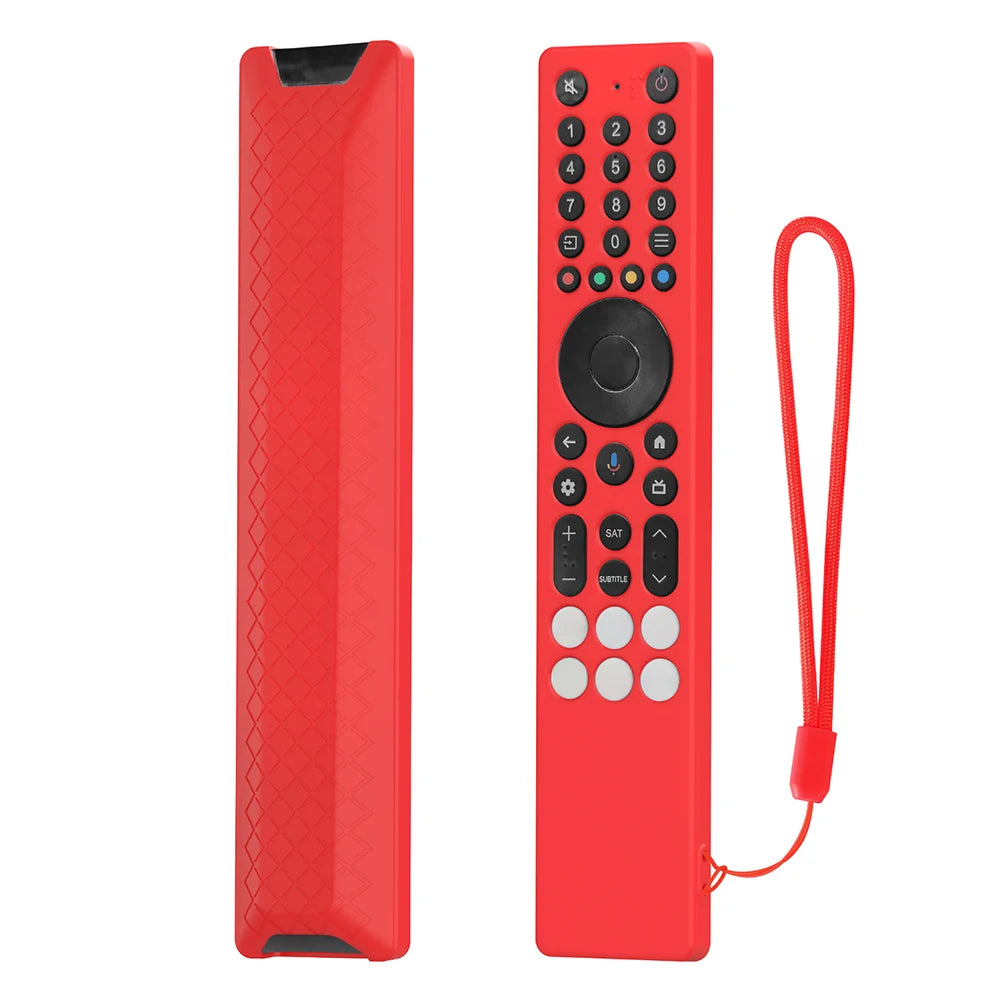 For TCL RC833A Remote Control Protect Case with Lanyard Drop-Proof RC Cover Anti-Slip Television RC Shell Smart TV Accessories Qme Red