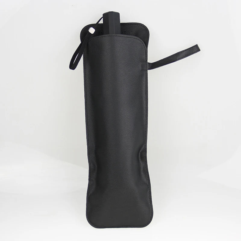 Umbrella Storage Pocket Bag Portable Cover Black PU Leather Case Qme