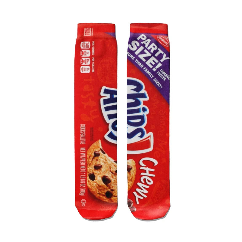 Fashionable Potato Chip Printed Socks Skateboard Youth Unisex Qme style12 One Size