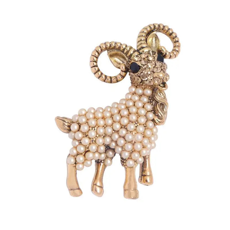 1Pcs Baroque Luxury Sheep Goat Brooch Pin Jewelry For Men Women Wedding Party Couple Gift Qme A2
