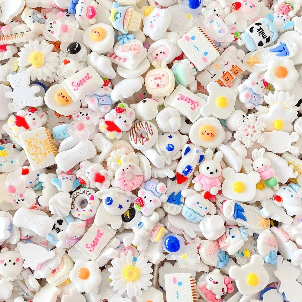 100Pcs Candy Material Kit Resin Flat Cabochons Embellishment Nail Art Phone Case DIY Hairpin Accessories Scrapbook Craft Decor Qme 4