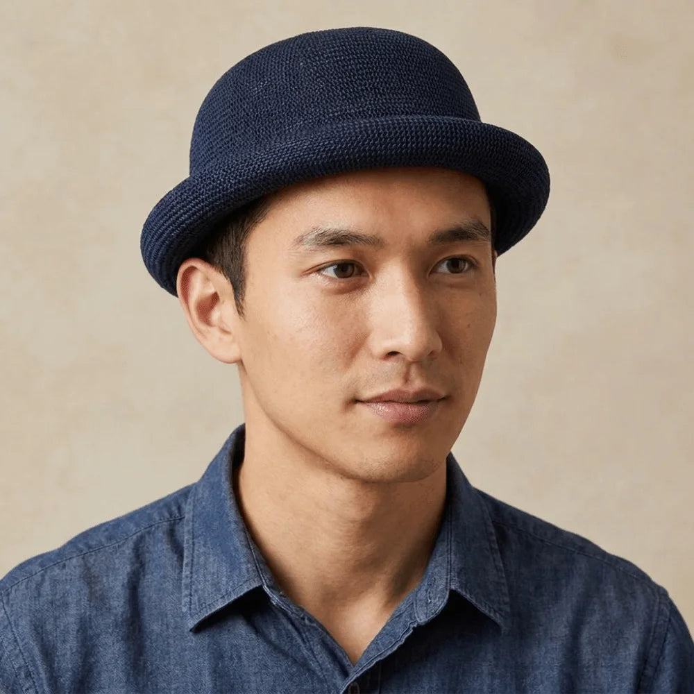 Casual Solid Bucket Hat Cotton Linen Rolled-brimmed Fedora Breathable Qme