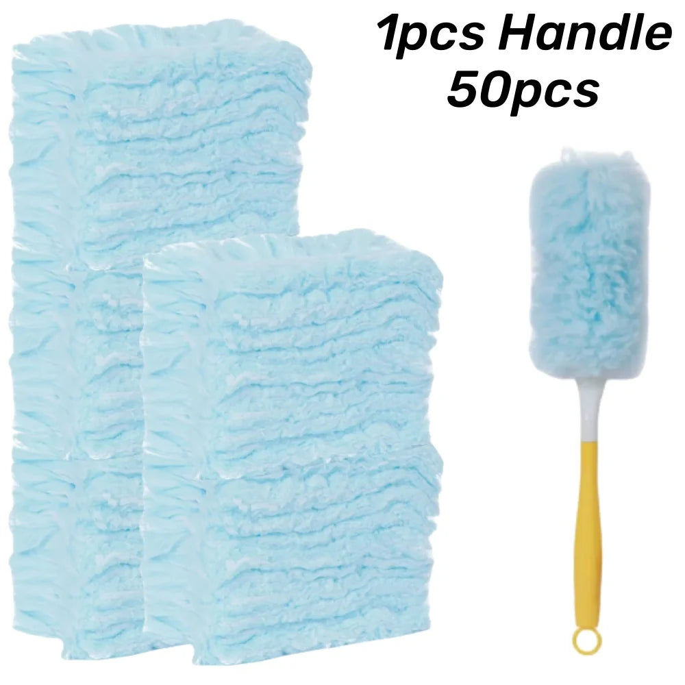 Double Sided 360 ° Electrostatic Precipitator for Household Clean Ceiling Corner Dust Spider Web Replaceable Dust Removal Cloth Qme Blue Set 5