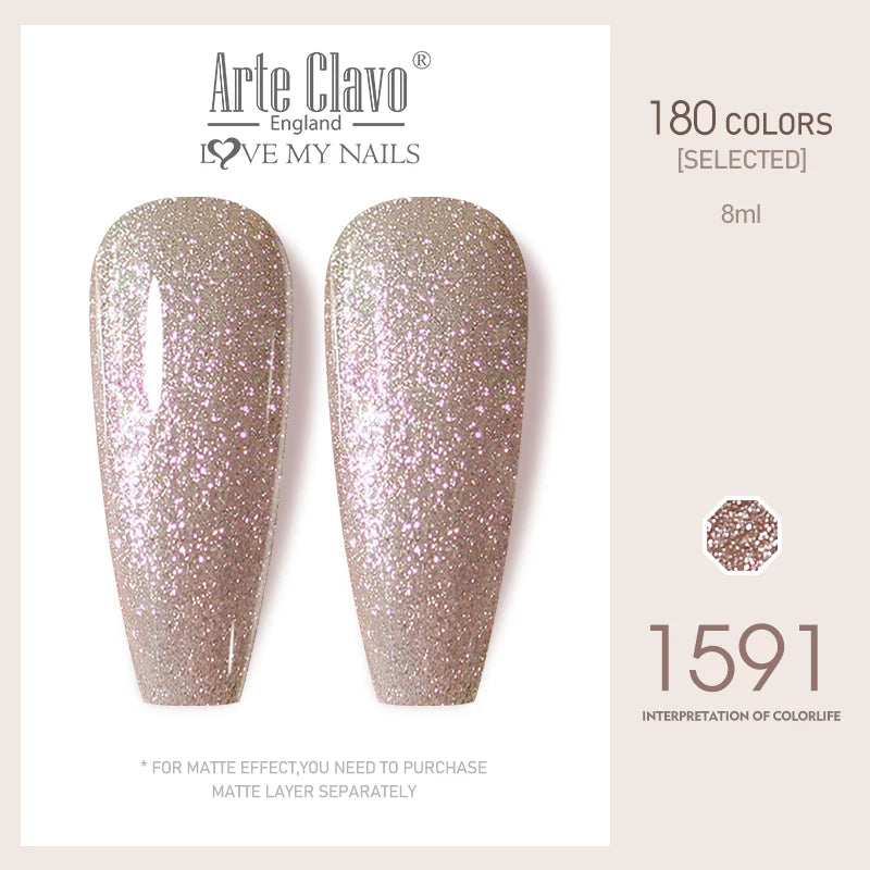 Arte Clavo Colorful Glitter Series UV Gel Nail Polish Sequin Soak Off