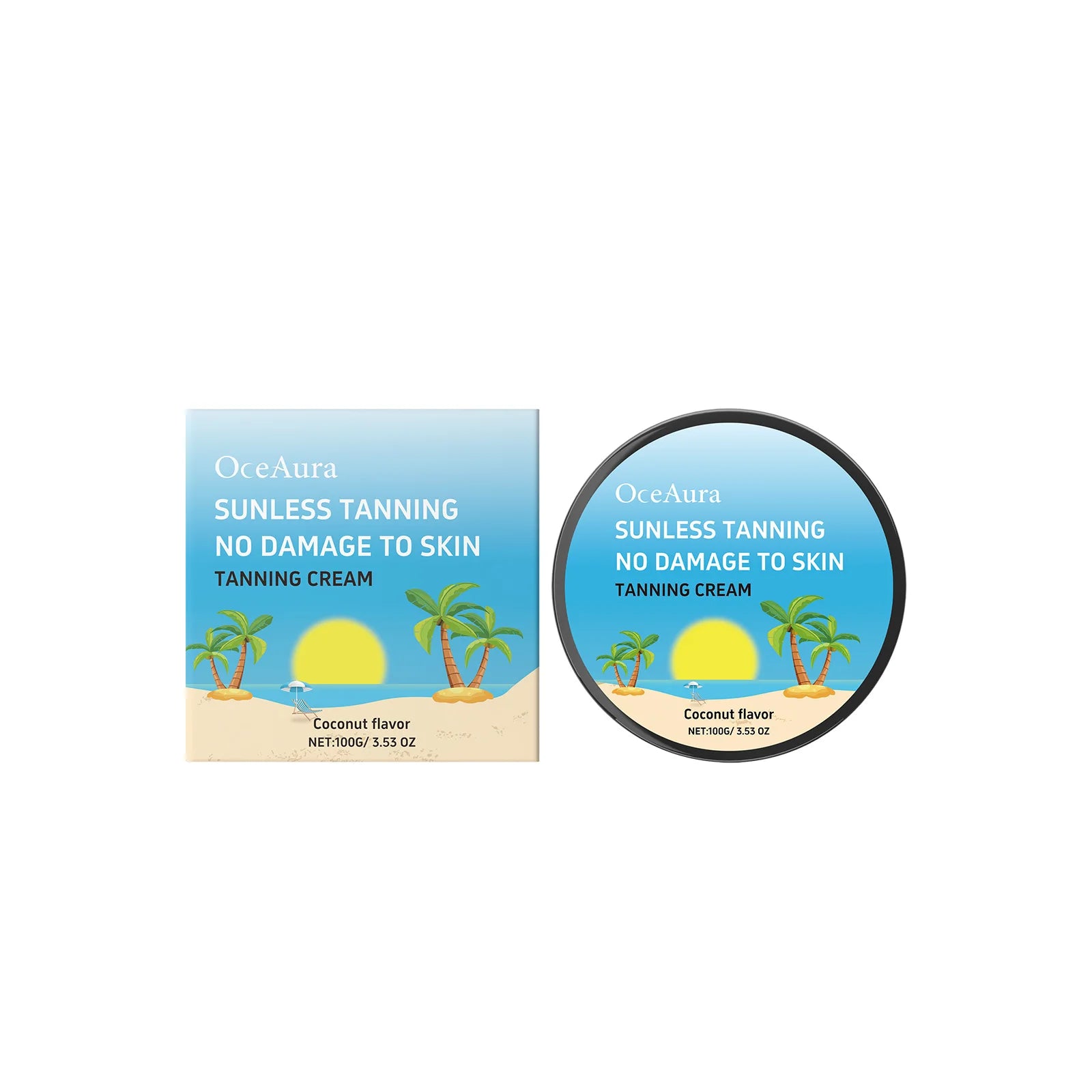 OceAura Sunless Tanning Cream Natural Color No Damage to Skin Shade Customizable Smoothing Hydrating Self Tanning Body Cream Qme Coconut