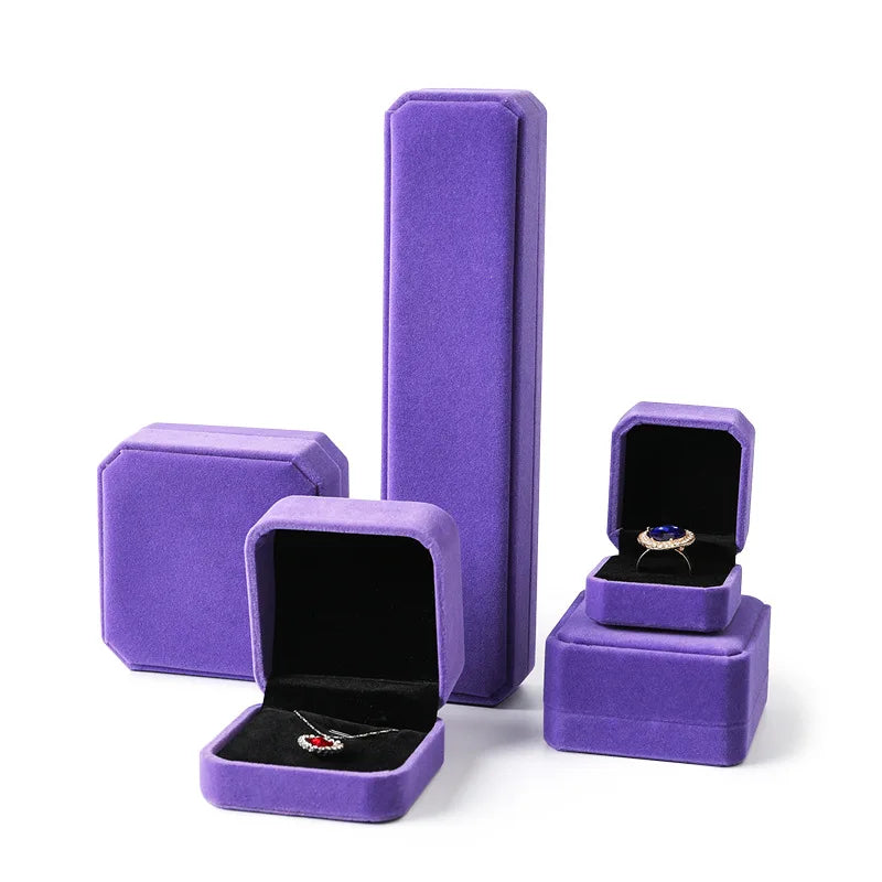 Velvet Jewelry Box - Storage Case for Rings Necklaces Bracelets Ring Box Gift Box Earring Holder Gift Box Necklace Organizer Qme Purple RingBox