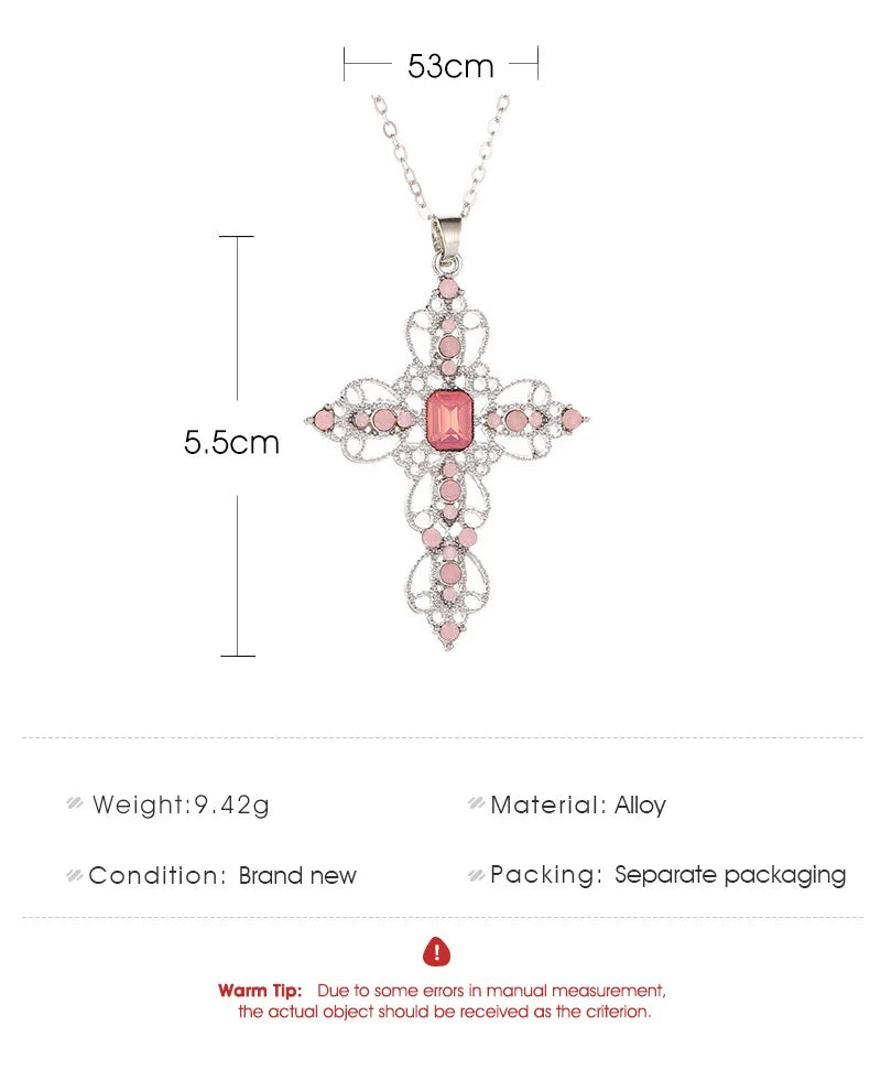 Hot Sale Fashionable Classic Necklace Irregular Goth Large Cross Pendant Necklaces for Women and Girls Zircon Cross Necklace Qme